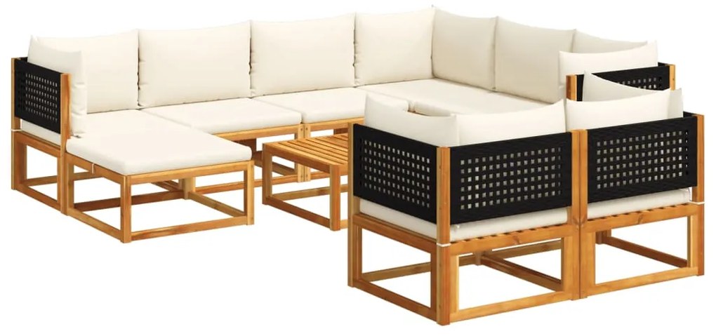 vidaXL Σετ Καναπέδων Κήπου 10 Τεμαχίων με Μαξιλάρια από Ξύλο Ακακίας και Ρατάν