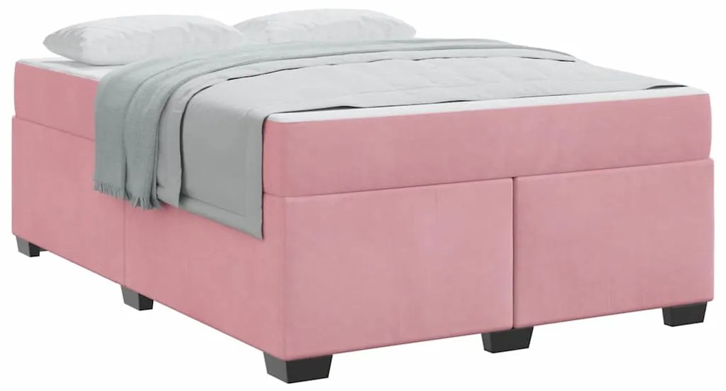 vidaXL Σκελετός Κρεβατιού με στρώμα Ροζ 140 x 200 cm ύφασμα