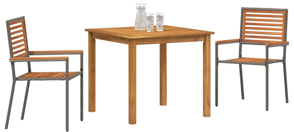 vidaXL Σερβίτσιο Κήπου 3 pcs Γκρι 85 x 85 x 74 cm Ξύλο και μέταλλο