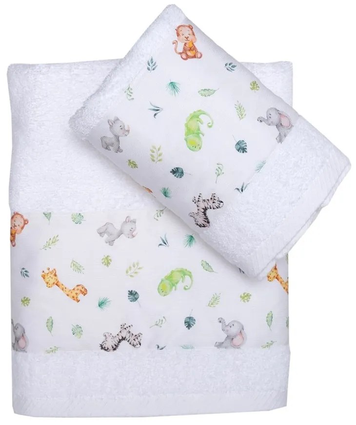 Πετσέτες Παιδικές Άμαζον (Σετ 2τμχ) White Viopros Towels Set 70x130cm 100% Βαμβάκι