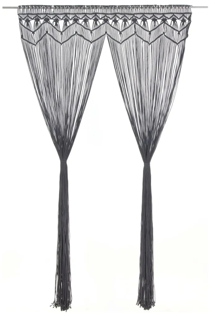 vidaXL Κουρτίνα Μακραμέ Ανθρακί 140 x 240 εκ. Βαμβακερή