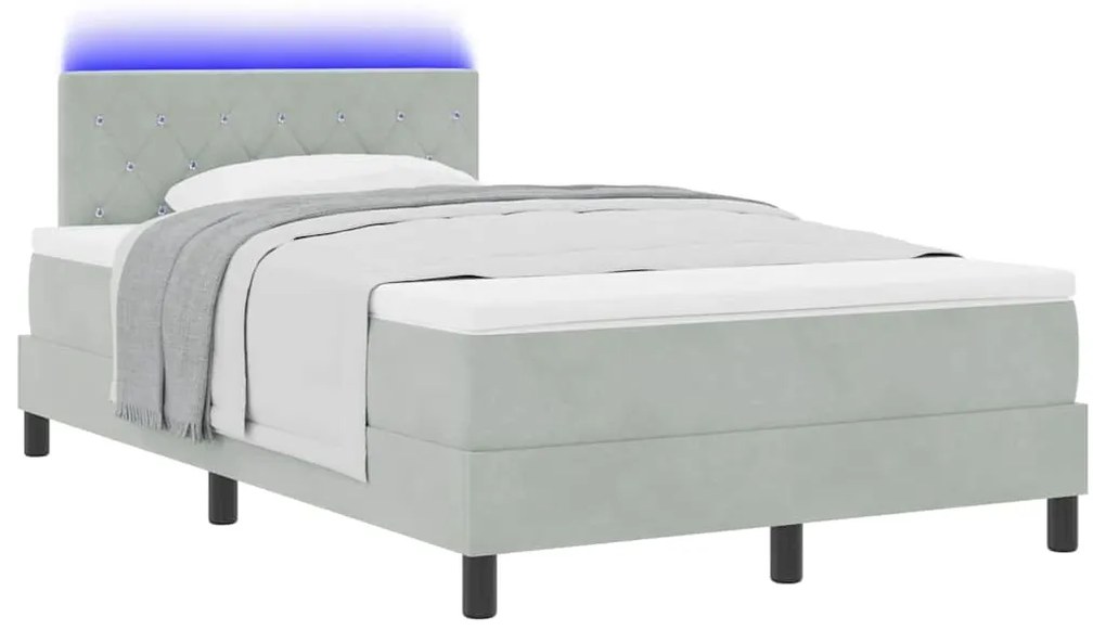 vidaXL Κρεβάτι με ελατήρια Ανοιχτό γκρι 120 x 190 cm Βελούδο