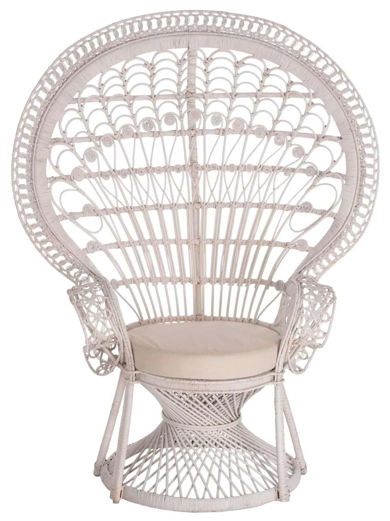 ΠΟΛΥΘΡΟΝΑ ROYAL PEACOCK HM9342.02 RATTAN ΣΕ ΛΕΥΚΟ-ΜΑΞΙΛΑΡΙ ΛΕΥΚΟ 114x72x150Yεκ.