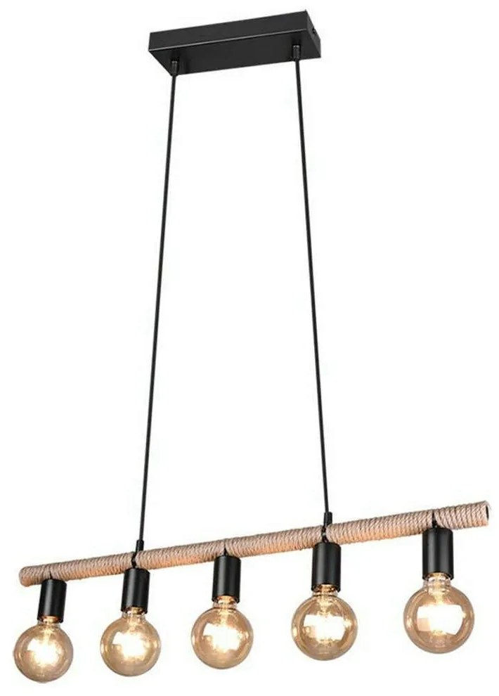Φωτιστικό Οροφής - Ράγα Einar R30605032 5xE27 40W 80x150cm Black-Beige RL Lighting Rope, Metal