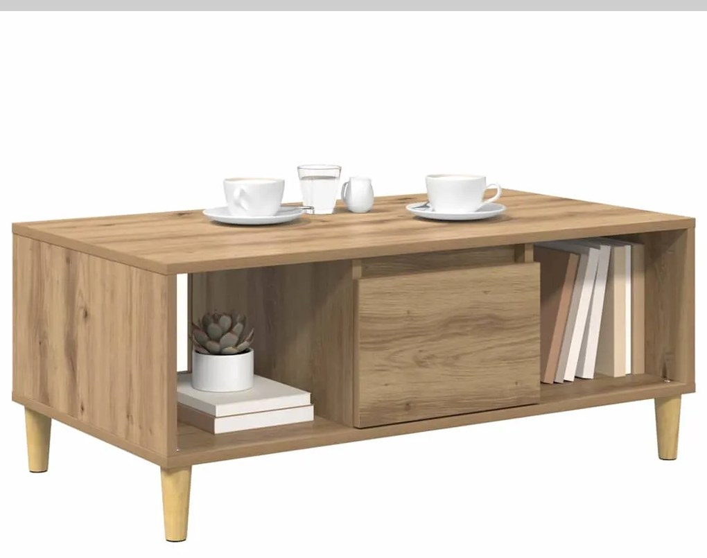 vidaXL Τραπεζάκι σαλονιού με συρτάρι Artisan Oak 90 x 50 x 26.5 εκ.