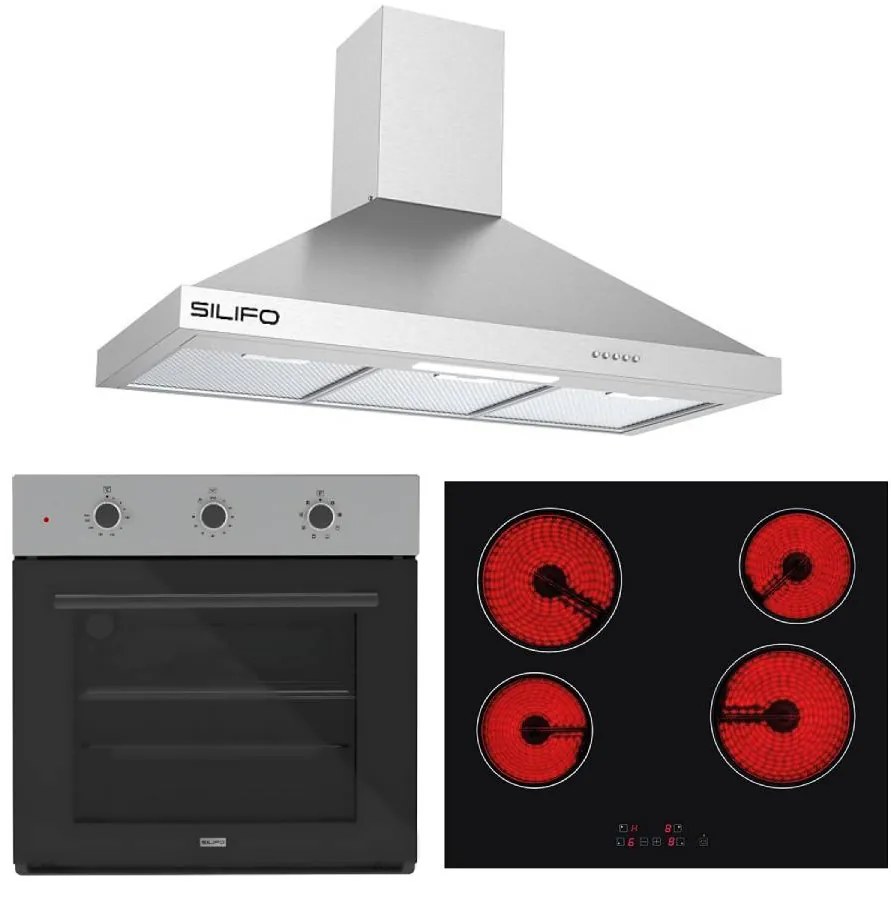 SILIFO ΣΕΤ ΦΟΥΡΝΟΣ SF6008 INOX + ΕΣΤΙΑ ΚΕΡΑΜΙΚΗ SF6135 + ΑΠΟΡΡΟΦΗΤΗΡΑΣ ΚΑΜΙΝΑΔΑ SF6618 INOX 90CM (4 ΕΤΗ ΕΓΓΥΗΣΗ ΕΛΛΗΝΙΚΗΣ ΑΝΤΙΠΡΟΣΩΠΕΙΑΣ) SILIFO 999-002-92260