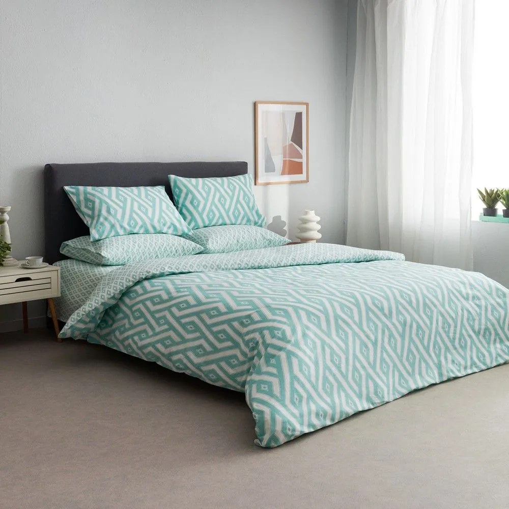 Σεντόνια Paros-1 Με Λάστιχο (Σετ 4τμχ) Green Vesta Home Queen Size 160x225cm 100% Βαμβάκι