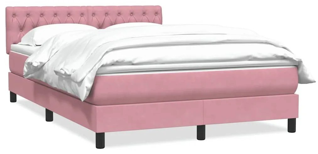 Box Spring κρεβάτι με στρώμα ροζ 160x220 cm Βελούδινο - Ροζ