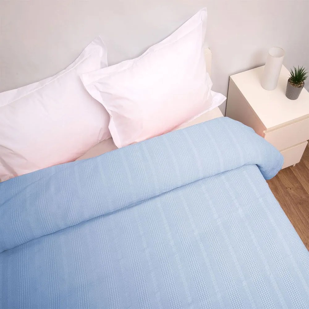 Κουβέρτα Βρεφική Αλέξα Πικέ Blue Viopros Κούνιας 120x160cm 100% Cotton