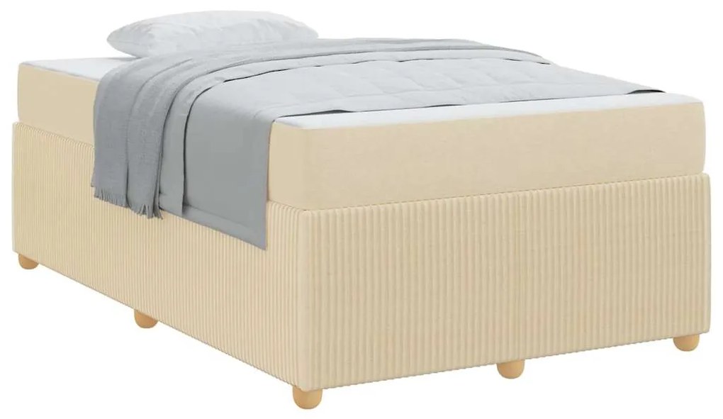 vidaXL Σκελετός Κρεβατιού με στρώμα Κρεμ 120 x 190 cm ύφασμα