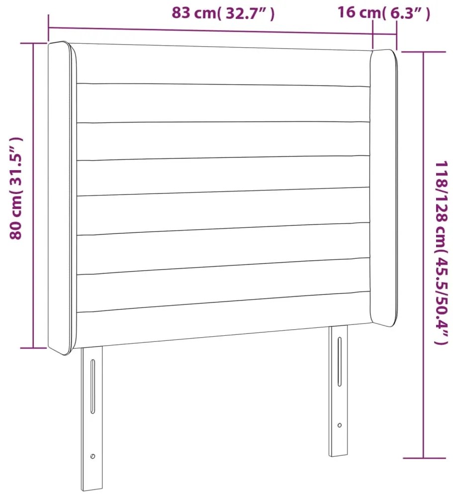 vidaXL Κεφαλάρι Κρεβατιού LED Μαύρο 83x16x118/128εκ. Βελούδινο