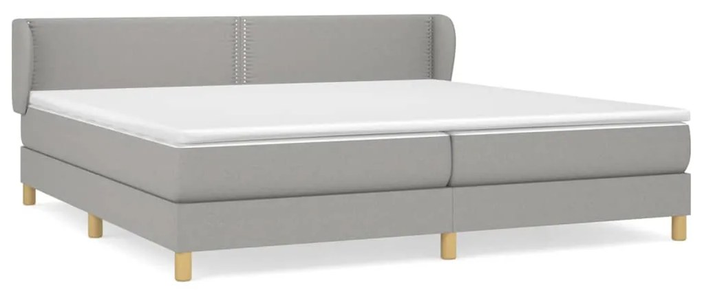 Κρεβάτι Boxspring με Στρώμα Ανοιχτό Γκρι 200x200 εκ. Υφασμάτινο - Γκρι