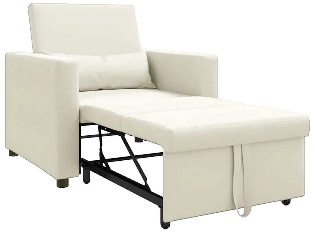 vidaXL Μονός καναπές-κρεβάτι Κρεμ 90 x 165 x 87 εκ. Βελούδο