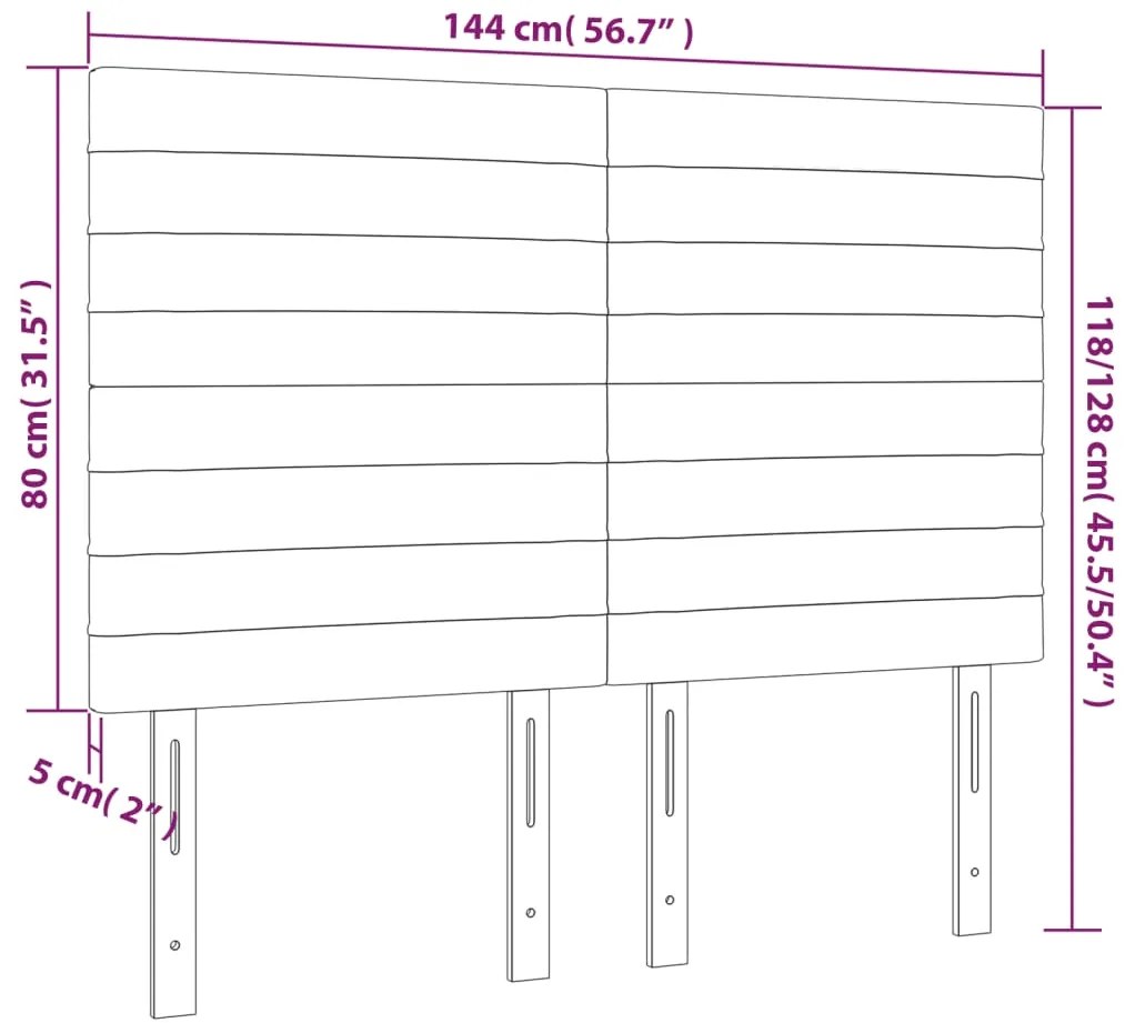 vidaXL Κεφαλάρι Κρεβατιού LED Μπλε 144x5x118/128 εκ. Υφασμάτινο