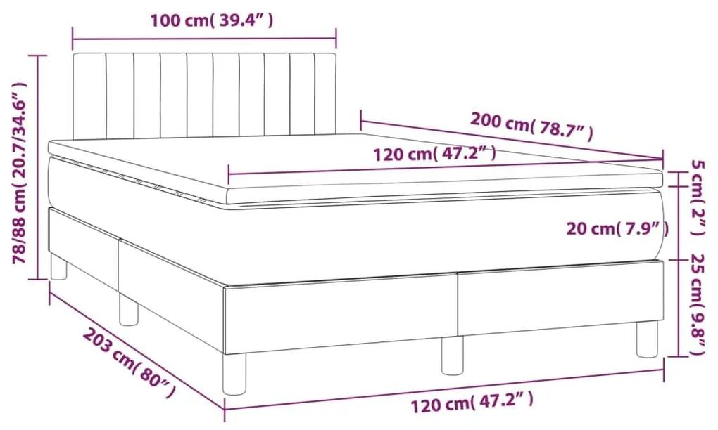 Κρεβάτι Boxspring με Στρώμα &amp; LED Κρεμ 120x200 εκ. Υφασμάτινο - Κρεμ