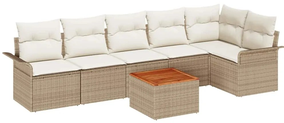 vidaXL Σετ Καναπέ Κήπου με μαξιλάρι 7 pcs Μπεζ, Κρέμα 55 x 55 x 37 εκ