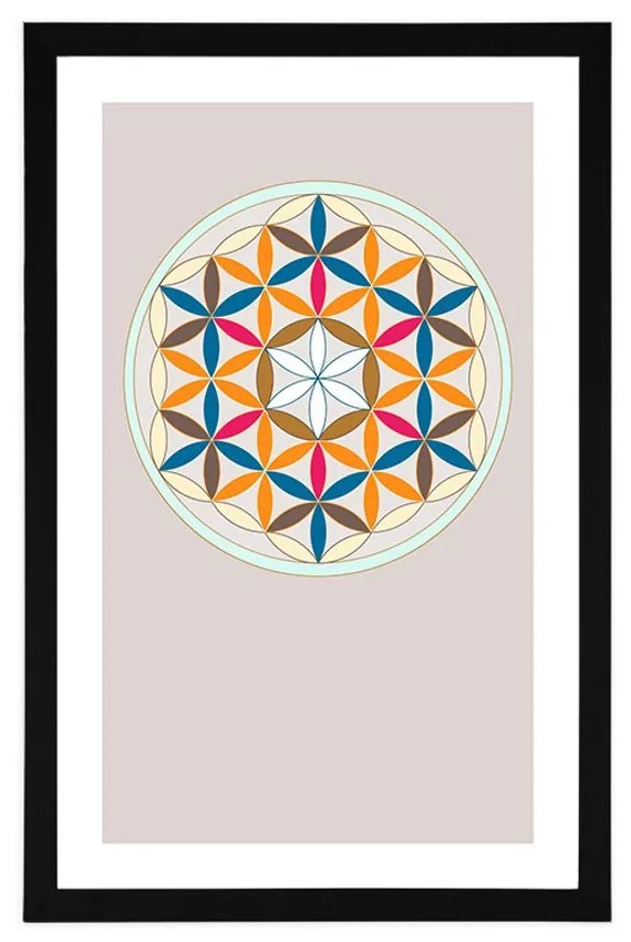 Αφίσα με παρπαστού Πολύχρωμα Mandala - 30x45 black