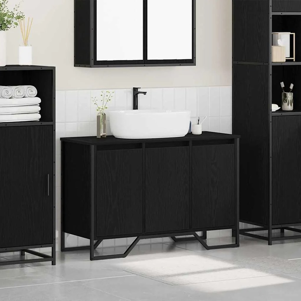 vidaXL Ντουλάπι Λεκάνης Μαύρη Οξυά 91 x 35 x 60 εκ Επεξεργασμένο ξύλο