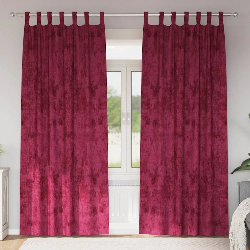 vidaXL Κουρτίνα με κουρτίνες 2 pcs Μπορντό 260 x 140 εκ. Βελούδο
