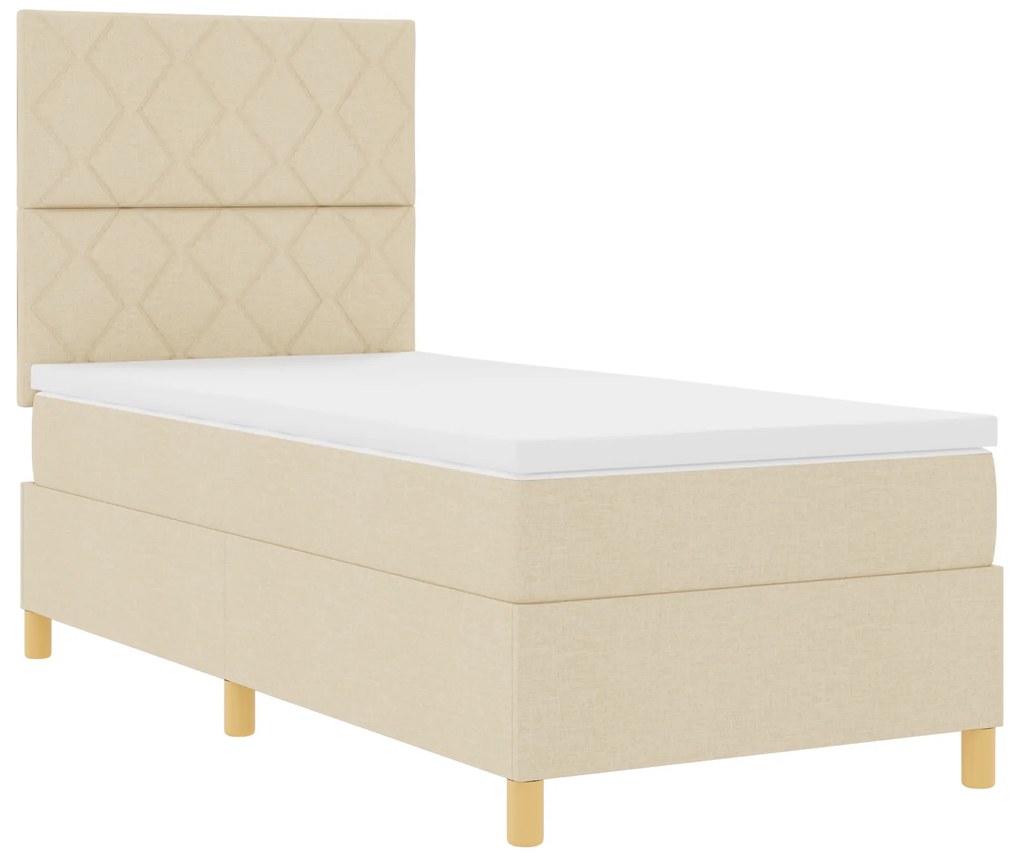 vidaXL Κρεβάτι Σπαστής Βάσης με Στρώμα Κρεμ 90x200 cm Ύφασμα
