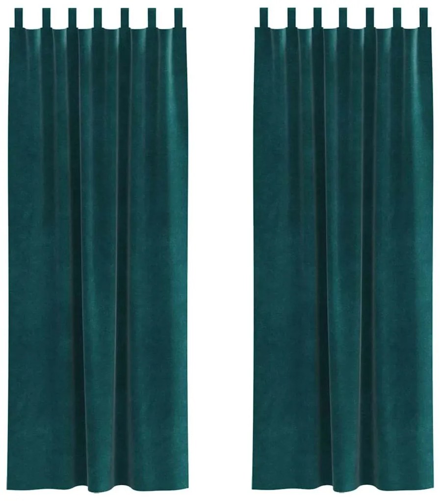vidaXL Κουρτίνες 2 pcs Σκούρο πράσινο 140 x 225 cm Βελούδο