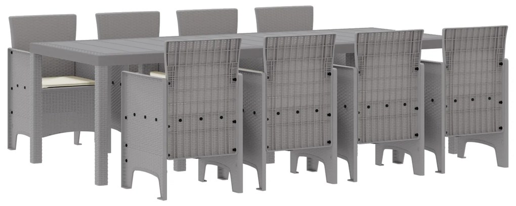 vidaXL Σετ εξωτερικής τραπεζαρίας 9 pcs Λευκό 250 x 100 x 73 εκ