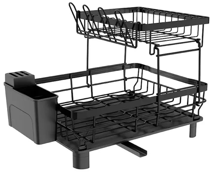 Στεγνωτήριο πιάτων HausRoland HR306-2, 2 επίπεδα, 48,5 x 33 x 32,5 cm, γραφίτης