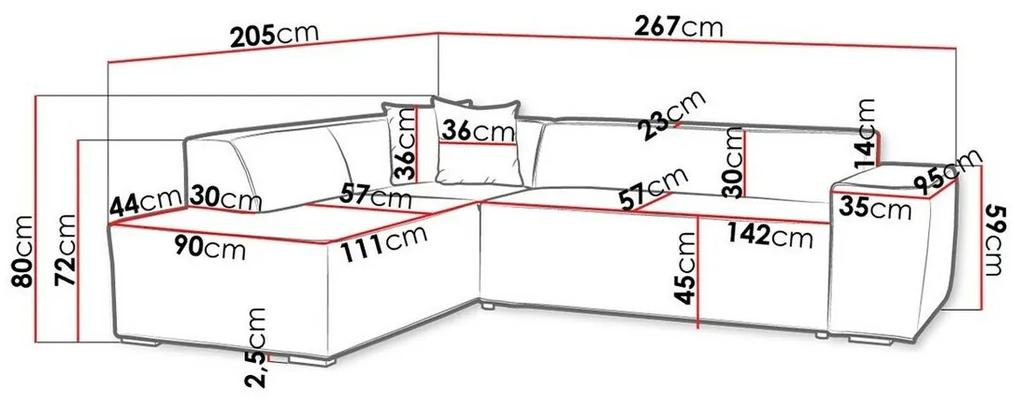 Γωνιακός Καναπές Comfivo 289, 267x205x72cm, 104 kg, Πόδια: Πλαστική ύλη | Epipla1.gr