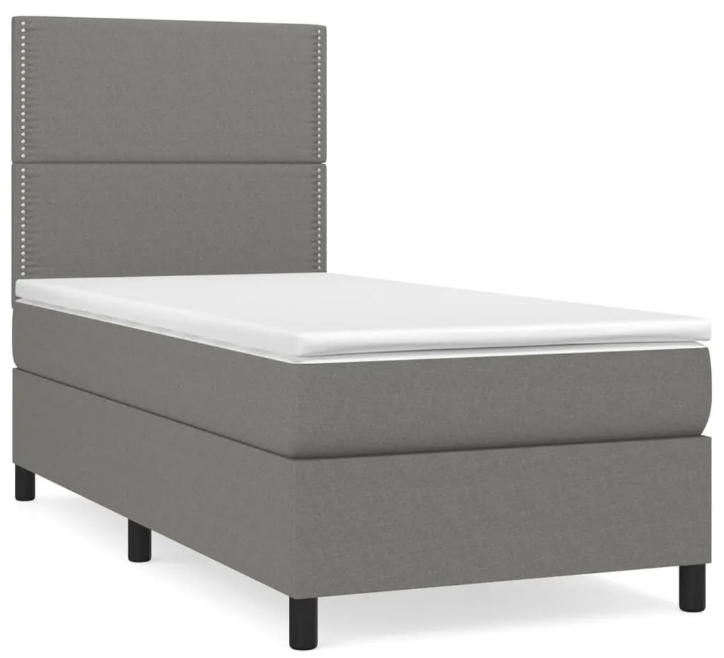 ΚΡΕΒΑΤΙ BOXSPRING ΜΕ ΣΤΡΩΜΑ ΣΚΟΥΡΟ ΓΚΡΙ 90X190 ΕΚ. ΥΦΑΣΜΑΤΙΝΟ 3141658