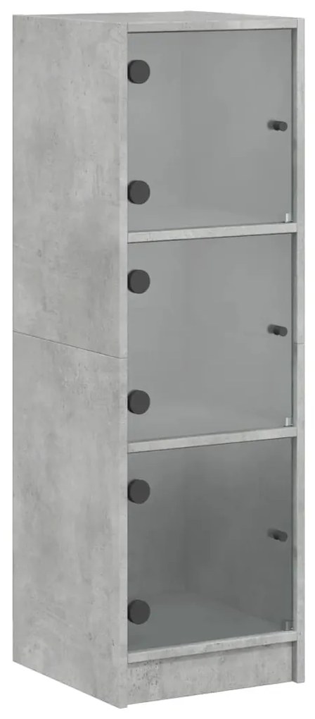 vidaXL Ντουλάπι Γκρι Σκυροδέματος 35 x 37 x 109 εκ. με Γυάλινες Πόρτες