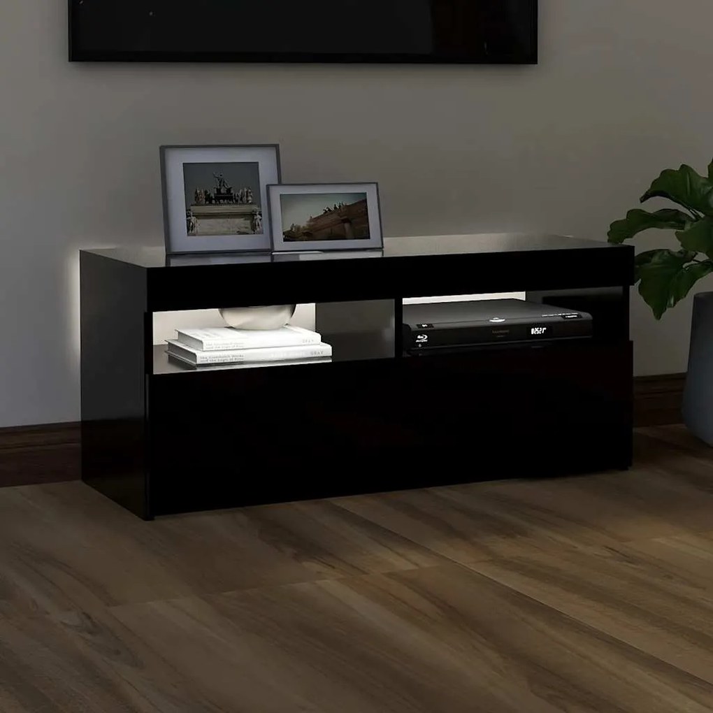 vidaXL Έπιπλο Τηλεόρασης με LED Μαύρο 90 x 35 x 40 εκ.