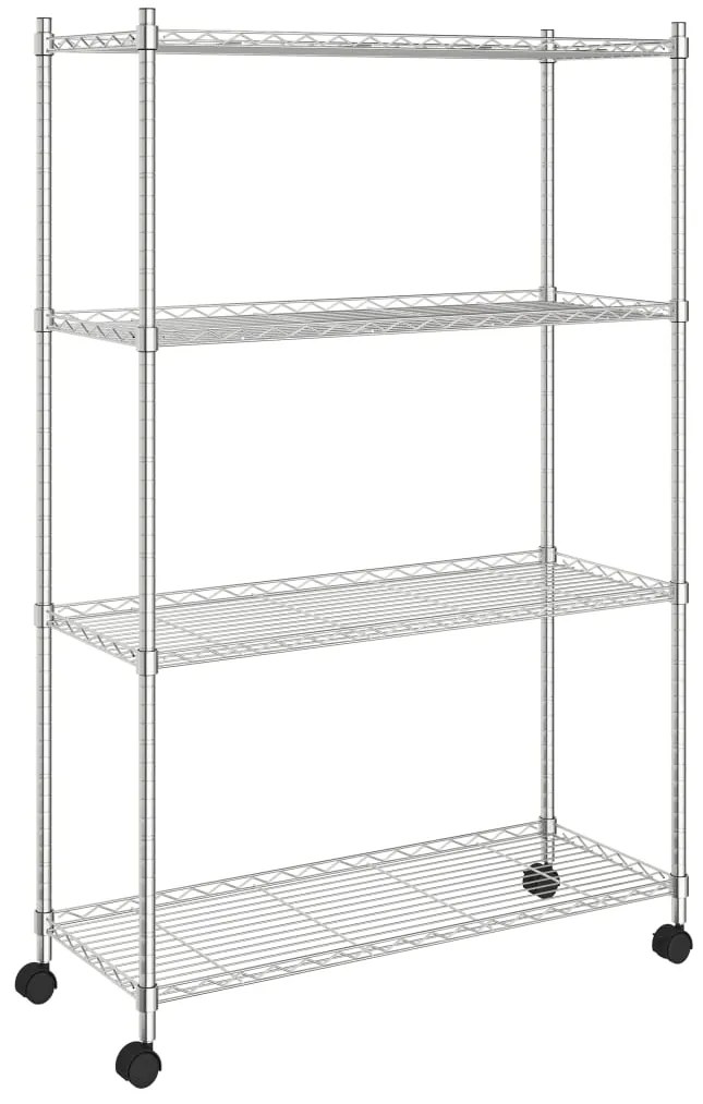 vidaXL Ραφιέρα 4 Επιπέδων με Τροχούς Χρωμέ 90x35x142 εκ. 200 κ.