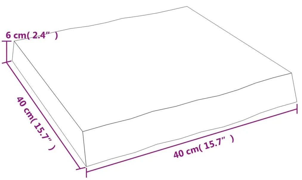 Επιφ Τραπεζιού Αν Καφέ 40x40x(2-6)εκ. Ακατέργ. Μασίφ Ξύλο Δρυός - Καφέ