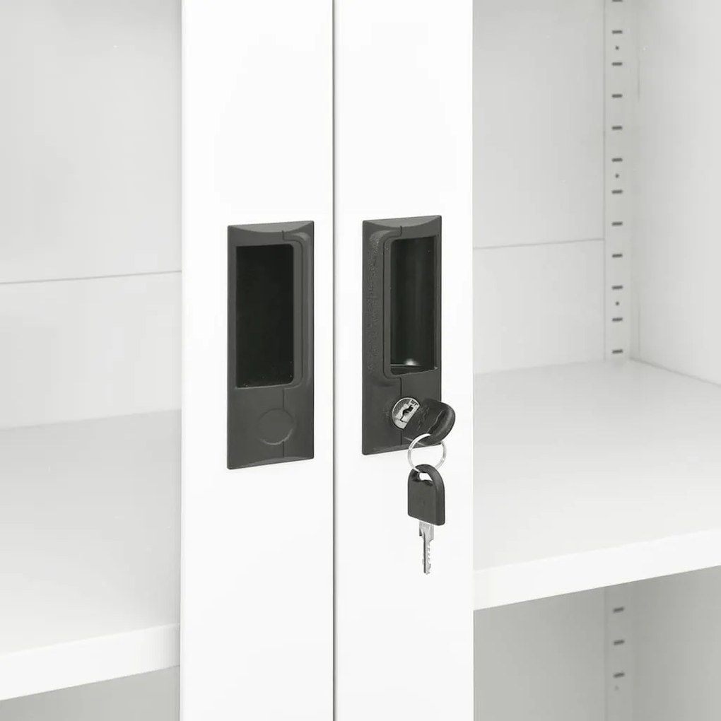 vidaXL Ντουλάπα Γραφείου 90 x 40 x 180 εκ. Λευκή Ατσάλινη