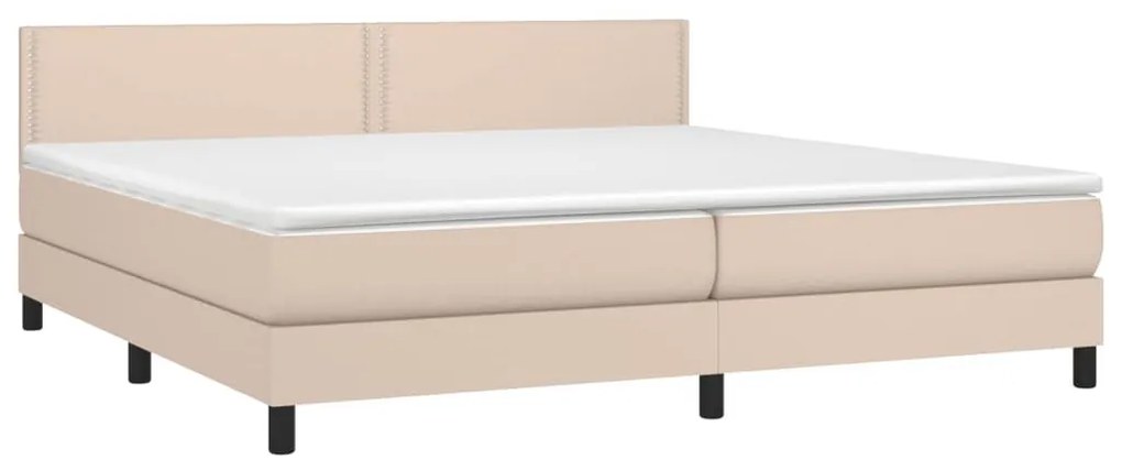 Κρεβάτι Boxspring με Στρώμα Καπουτσίνο 200x200εκ.από Συνθ.Δέρμα - Καφέ