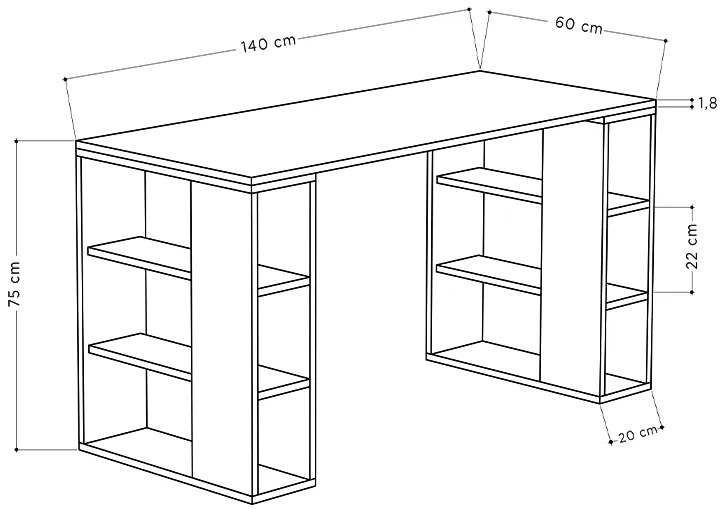 ΓΡΑΦΕΙΟ ΕΡΓΑΣΙΑΣ COLMAR MEGAPAP ΧΡΩΜΑ ΑΝΘΡΑΚΙ - ΛΕΥΚΟ 140X60X75ΕΚ
