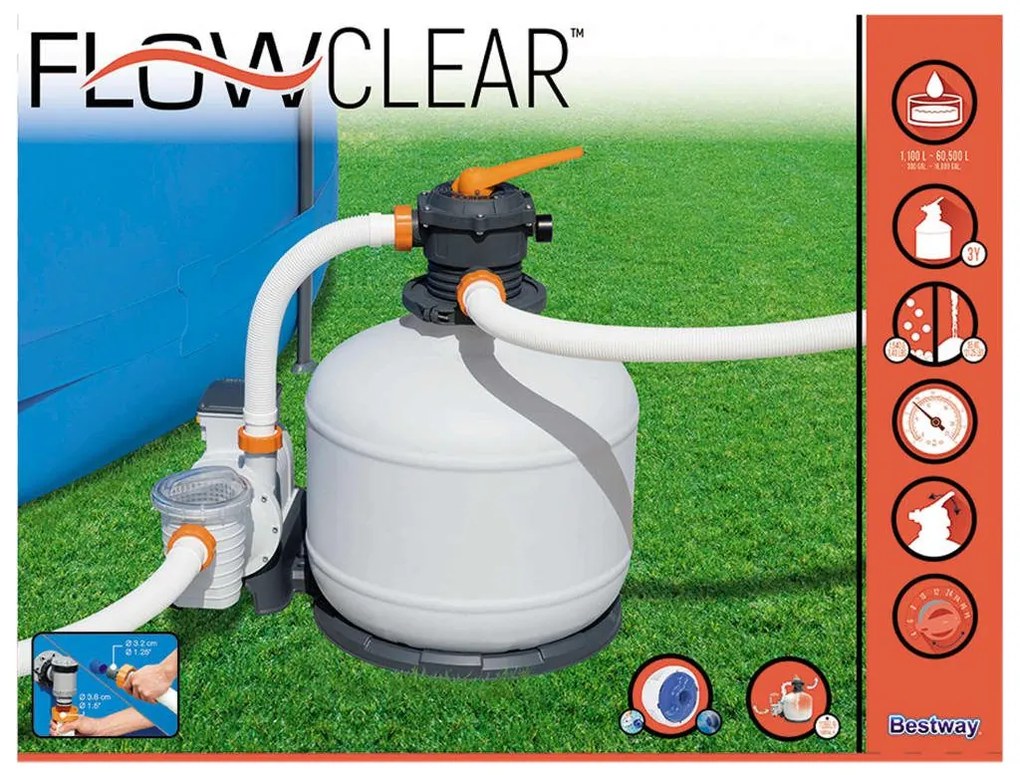 Bestway Αντλία με Φίλτρο Άμμου Flowclear 11355 Λίτρα / Ώρα