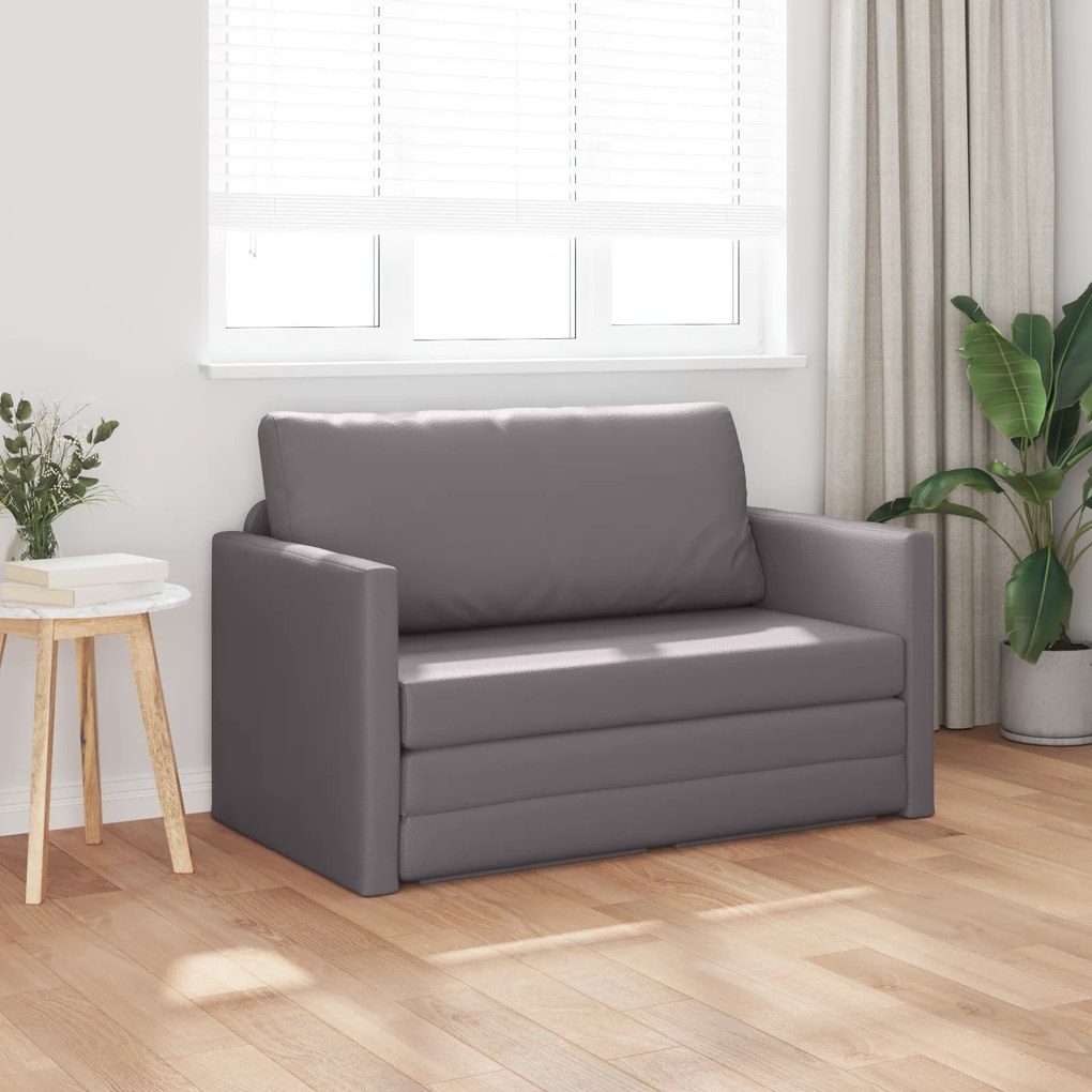 vidaXL Καναπές Κρεβάτι 2-σε-1 Γκρι 124x71x78 εκ Συνθετικό Δέρμα