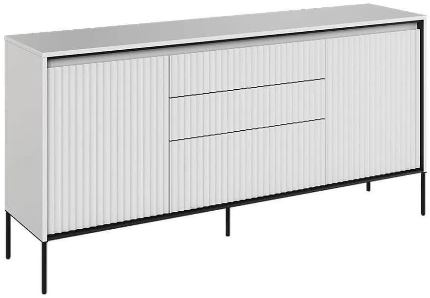 Σιφονιέρα Fresno AM100, Μαύρο, Άσπρο, Με συρτάρια και ντουλάπια, Αριθμός συρταριών: 3, 83x166x40cm, 46 kg | Epipla1.gr
