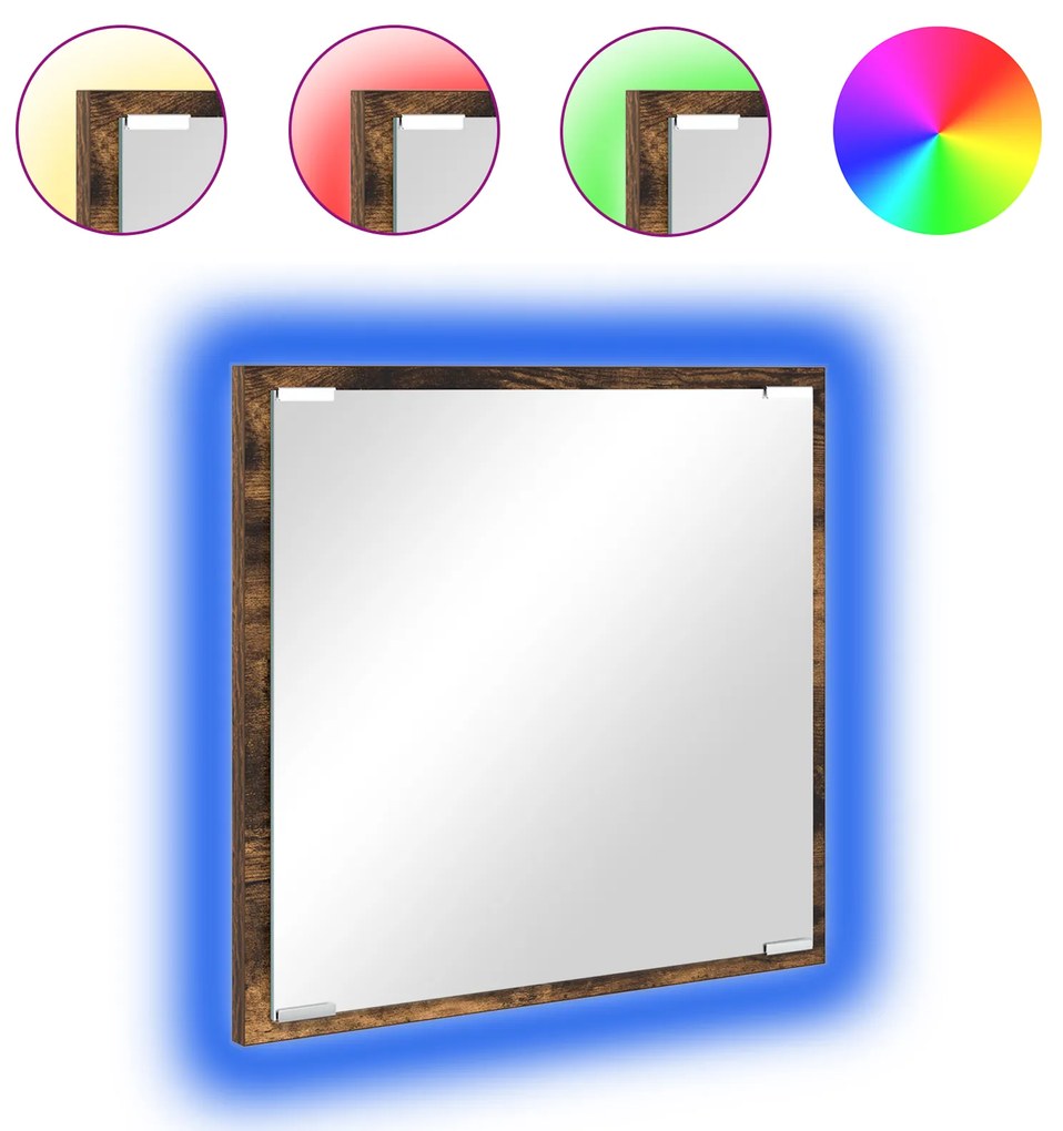 vidaXL Καθρέφτης Μπάνιου LED Καπνιστό Δρυς 40x8.5x37 εκ. Ξύλο