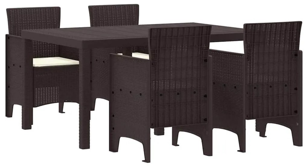 vidaXL Σέτ φαγητού για κήπο 5 pcs Καφέ Rattan Polt