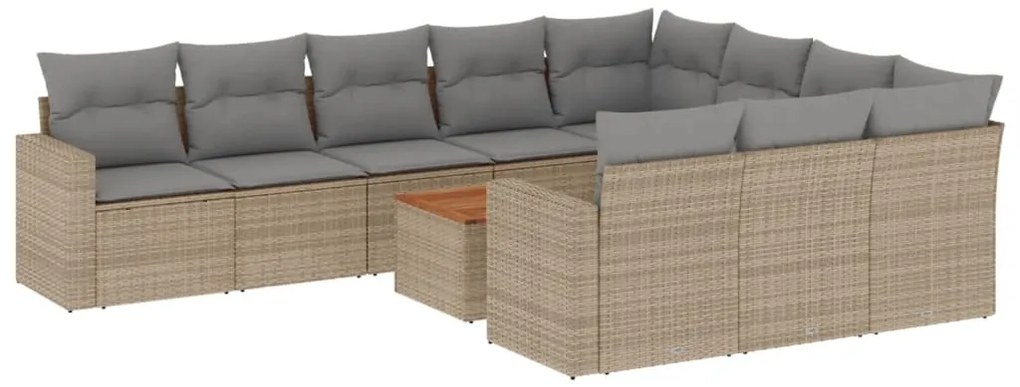 vidaXL Σαλόνι Κήπου Σετ 11 τεμ. Μπεζ Συνθετικό Ρατάν με Μαξιλάρια