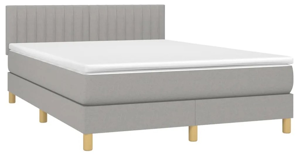 vidaXL Κρεβάτι Boxspring με Στρώμα &amp; LED Αν.Γκρι 140x200 εκ Υφασμάτινο