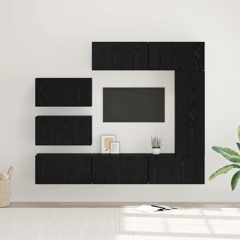 vidaXL Σετ επίπλου τηλεόρασης 8 pcs Μαύρη δρυς 30.5 x 30 x 90 cm