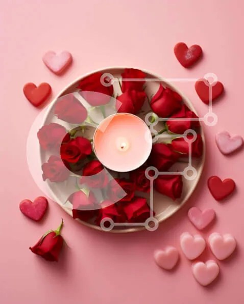 Intra Συλλεκτικό Ξύλινο Παζλ Plywood 4mm - Ρομαντική σύνθεση από τριαντάφυλλα και καρδιές Σε Ξύλινο Κουτί - Διαστάσεις Puzzle: 10x10 cm – 25 κομμάτια