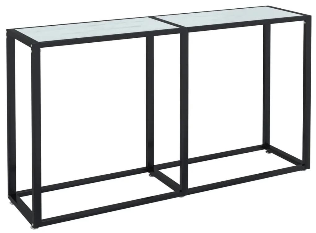 Τραπέζι Κονσόλα Λευκό Όψη Μαρμάρου 140x35x75,5 εκ. Ψημένο Γυαλί - Λευκό