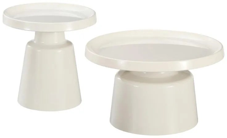 Τραπεζάκια σαλονιού Ginoze Inart σετ 2τεμ μέταλλο σε λευκή απόχρωση 70x70x38 εκ.