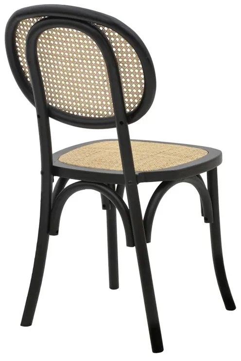 Καρέκλα Zoel μαύρο ξύλο οξιάς-φυσικό rattan 45x52x82εκ