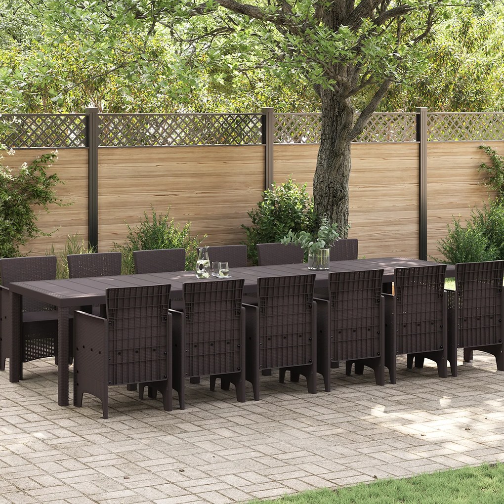 vidaXL Σετ τραπεζαρίας κήπου 13 pcs Καφέ Δέκα δύο θέσεων Πλαστικό