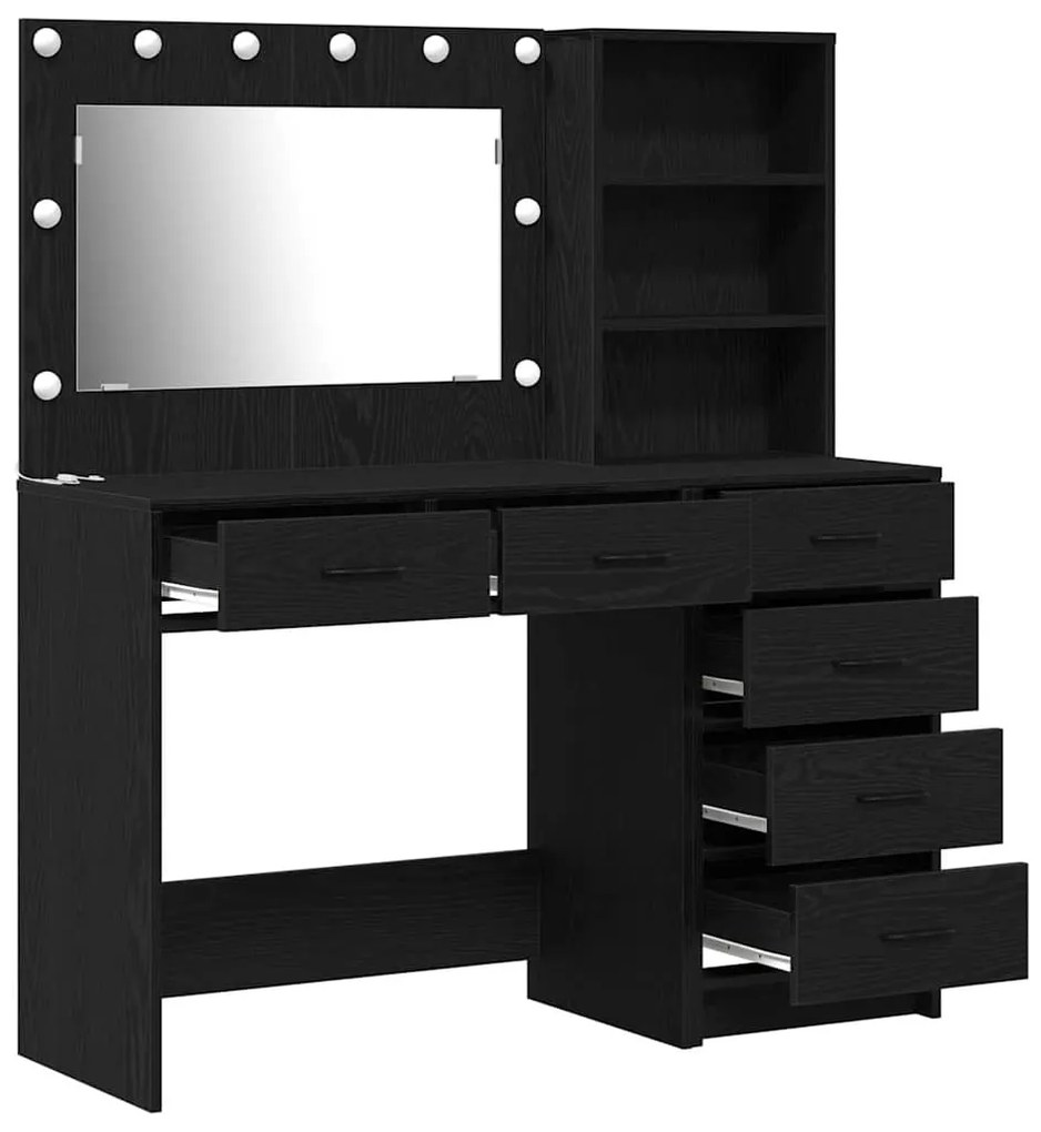 vidaXL Τραπέζι περιποίησης με συρτάρι 2 pcs Μαύρο 78.5 x 41 x 135 εκ